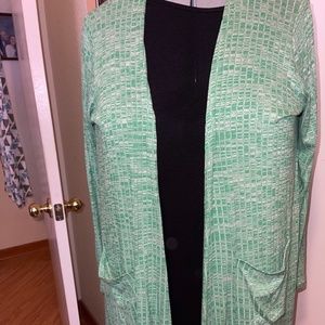 Long cardigan, heather green, pockets